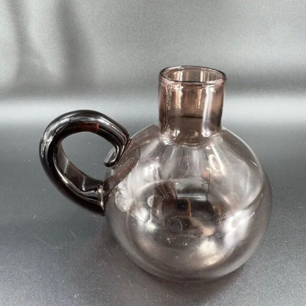 Vintage Mid Century Amethyst Purple Glass Jug Pitcher Container With‎ Handle VTG